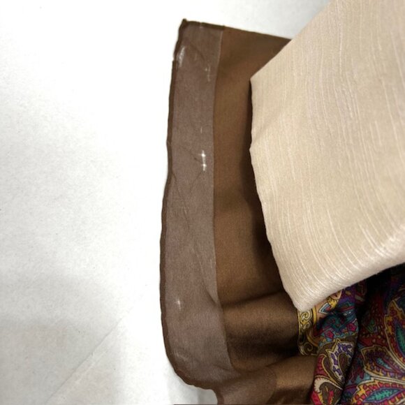 Yves Saint Laurent 100% SilkChiffon/Satin Scarf 42" Brown Red Green Floral ( 29 - Picture 11 of 15